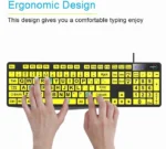 Large Print Keyboard - Black Text on Yellow